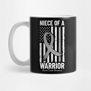 Niece Of A Warrior USA Flag Chemotherapy Gray Tumor Disease Mug